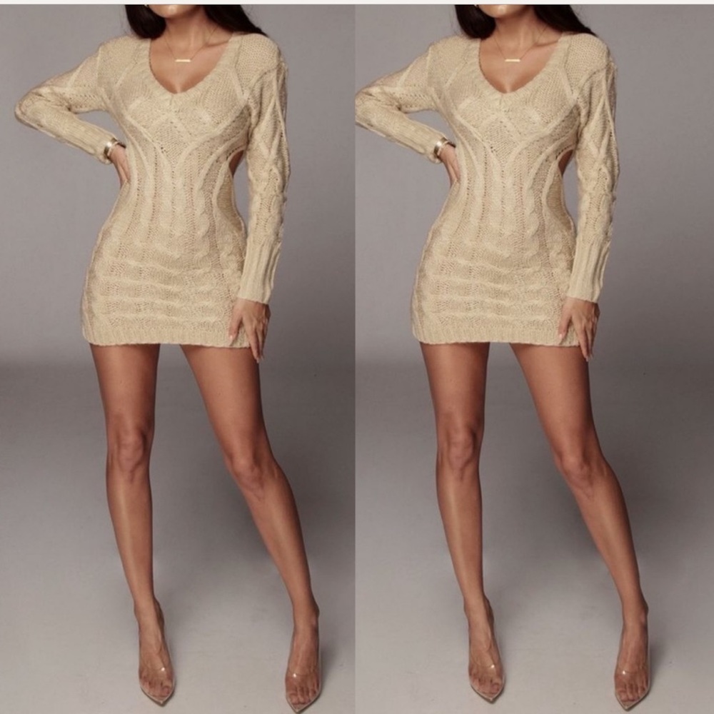 Jluxlabel Tan Cut Out  Sweater Dress